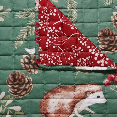 Holiday Forest Green and Red Reversible Sofa Cover