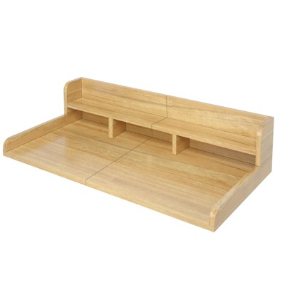 FONTOI Laundry Shelf Topper with Edge, Washer Dryer Countertop, Double Layer Organizer for Washer and Dryer Laundry, Natural Wood, 27.5"*12"*54"