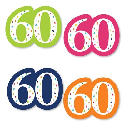 Big Dot of Happiness 60th Birthday - Cheerful Happy Birthday - DIY Shaped Colorful Sixtieth Birthday Party Cut-Outs - 24 Count