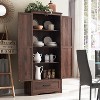 OKD Kitchen Pantry Cabinet - 72" Farmhouse Tall Wood Kitchen Storage Cabinets with Adjustable Shelves & 2 Barn Doors & Drawer - 2 of 4
