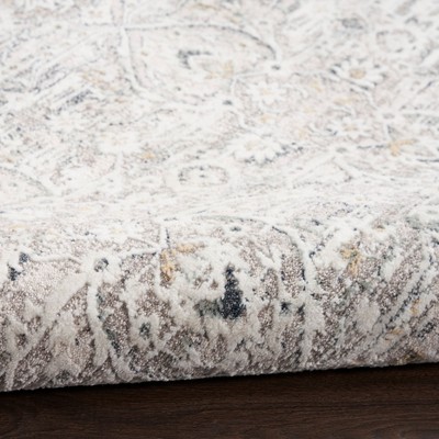 Gray Floral Rectangular Synthetic Indoor Area Rug