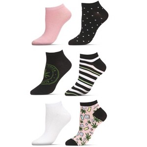 Memoi Women's 6 Pair Pack Think Green Low Cut Socks Asst Colors 9-11 - 1 of 4