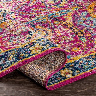Reversible Blue Synthetic Easy Care Stain-Resistant Runner Rug