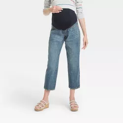 Over Belly Cropped Vintage Straight Maternity Jeans - Isabel Maternity by Ingrid & Isabel™ Medium Blue 12