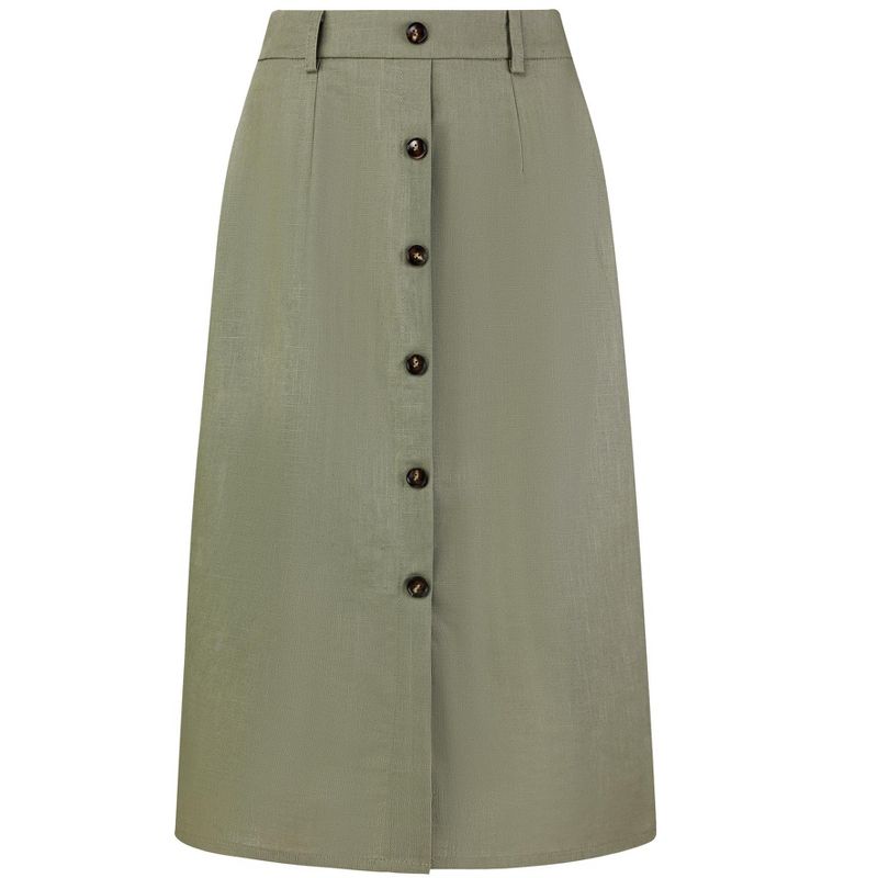 Hobemty Women's Linen High Waist Knee Length Button Front Pencil Skirts, 1 of 5