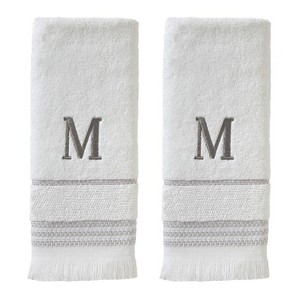 SKL Home By Saturday Knight Ltd Casual Monogram Hand Towel Set A - 2-Count - 16X26", White - 1 of 3