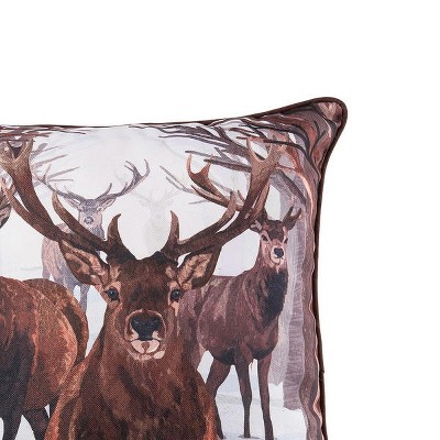 18" Square Deer Descending Winter Throw Pillow