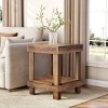 Syemin End Tables 2-Tier Wooden End Table with Open Storage Shelves Farmhouse Square Side Table for Living Room, Beige, 19.69"*19.69"*25.59" - 2 of 4