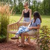 Sunnydaze 59" Solid Wooden Teak Outdoor Banana Bench with Curved Back - 3 of 4