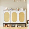 Rattan Shoe Cabinet with 3 Doors, Freestanding Shoe Organizer with Large Storage Space, 8-Tier Shoe Cabinet with Adjustable Shelves for Entryway - 2 of 4