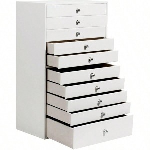 Large Jewelry Box with 10 Drawers for All Jewelry, White Organizer Gift - 1 of 4