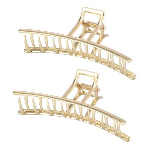 Unique Bargains Women's Metal Hair Clips Gold Tone 2 Pcs - 1 of 4