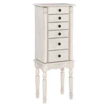 Obrecht Traditional Wood 6 Lined Drawer Jewelry Armoire Off-White - Powell