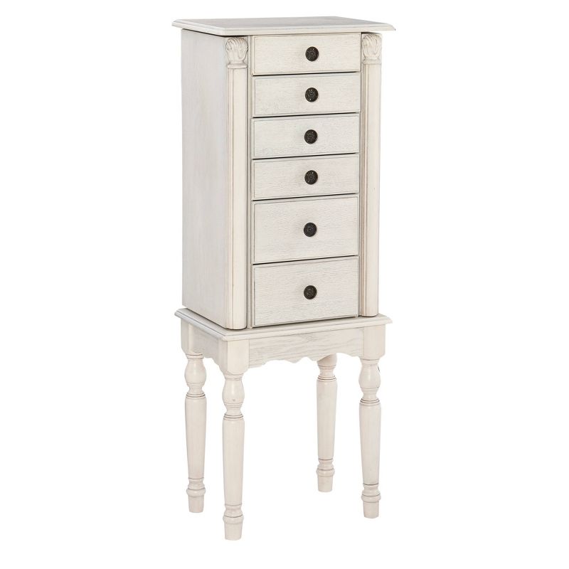 Obrecht Traditional Wood 6 Lined Drawer Jewelry Armoire Off-White - Powell, 1 of 18