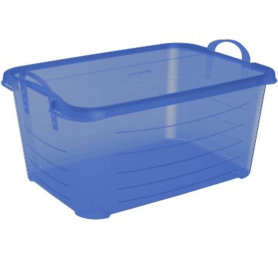 Blue 55 Quart Stackable Plastic Storage Bins with Lids, Set of 6