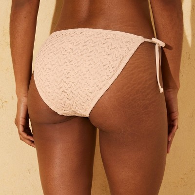 Shade & Shore Women's Wavy Openwork Low-Rise Side-Tie Medium Coverage Bikini Bottom - Shade & Shore™ Cream M — фото 2