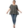 Agnes Orinda Women's Plus Size Polka Dots Casual Round Neck Flutter Sleeve Peplum Babydoll Blouses - 3 of 4