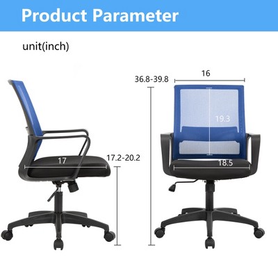 Blue Mesh Swivel Executive Office Chair with Fixed Arms