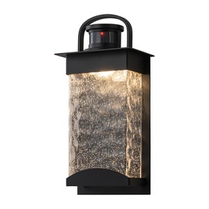 C Cattleya Black Motion Sensor Dusk to Dawn LED Outdoor Wall Lantern Sconce with Bubbled Water Glass - 1 of 4