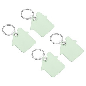 Unique Bargains PU Leather Keychain Blanks with Key Rings for DIY Laser Engraving 4 Pcs - 1 of 4