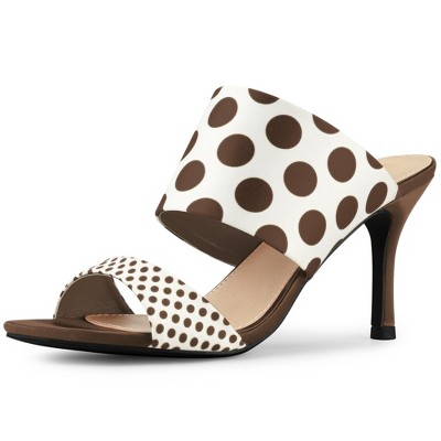 Allegra K Women's Open Toe Polka Dots Stiletto Heel Slides Sandals
