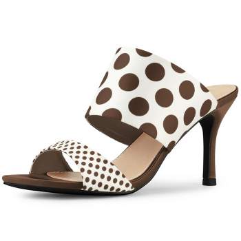 Allegra K Women's Polka Dots Stiletto Heel Slides Sandals