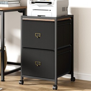 Whizmax Drawer File Cabinet on Wheels, Mobile Storage for Home Office, Fits Letter/A4, Vertical Fabric Cabinet, Under Desk Organizer, Rustic Black - 1 of 4