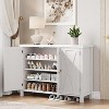 Acekool Farmhouse Shoe Cabinet, White and Red Flip Drawer Shoe Organizer, Gold Handles, Entryway Storage, Space Saving, 43.3"x15.4"x34.8" - 4 of 4