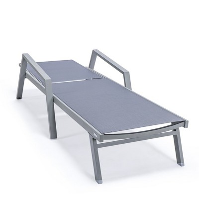 Dark Grey Aluminum Frame Outdoor Chaise Lounge Set with Armrests