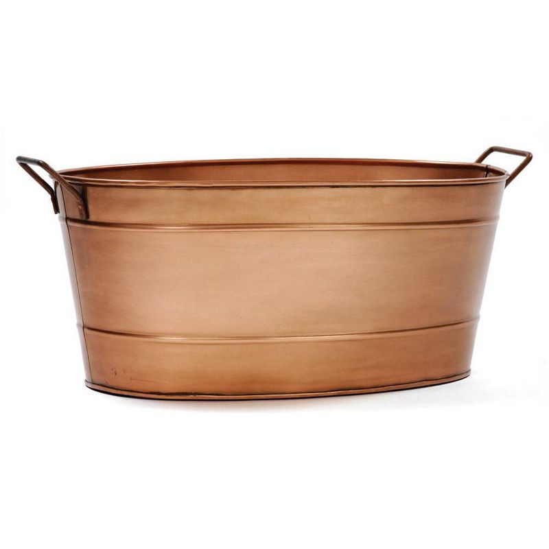 15&#34; Oval Galvanized Tub with Side Handles Copper Plated - ACHLA Designs, 1 of 8
