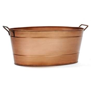 15" Oval Galvanized Tub with Side Handles Copper Plated - ACHLA Designs