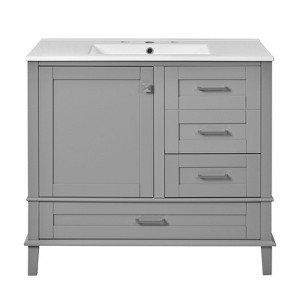 INFURNIC Vanity Tables, Elegant Compact Space Saving Bathroom Vanity with Advanced Features for Small Bathrooms, Gray, 18.3"*24"*34.3" - 1 of 4