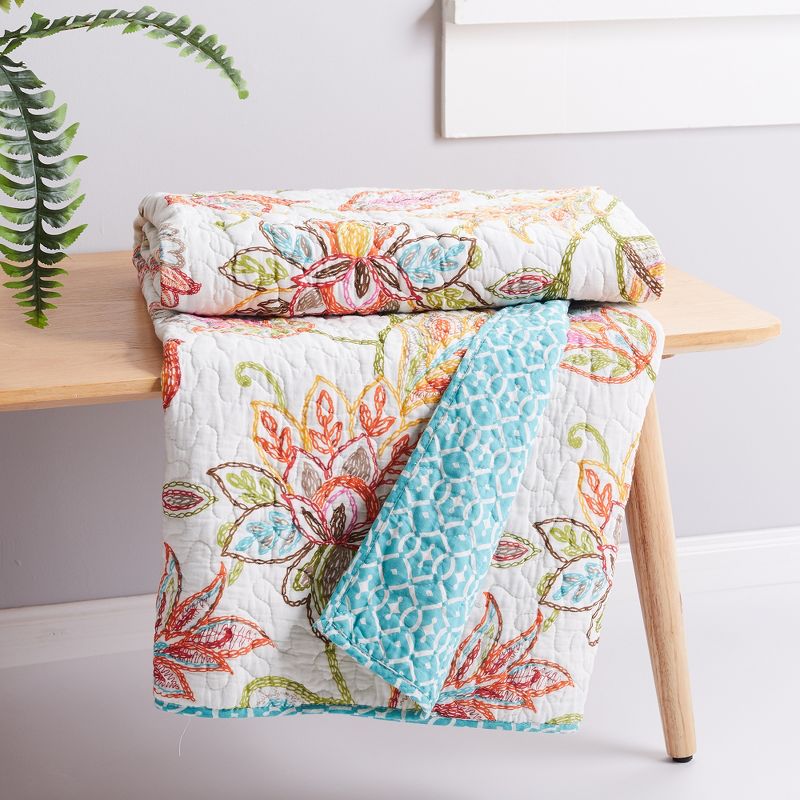 Sophia Floral Quilted Throw - Levtex Home, 2 of 5