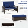 Costway Patio Rattan Daybed Wicker Loveseat Sofa with Multifunctional Ottoman Beige/Red/Blue - 3 of 4