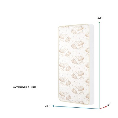 Dream On Me 5" White and Brown 2-in-1 Crib Mattress