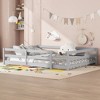 Ridstar 77 in. W Children's Wooden Full-Size Floor Bed with Rails for Girls & Boys-Grey - 4 of 4