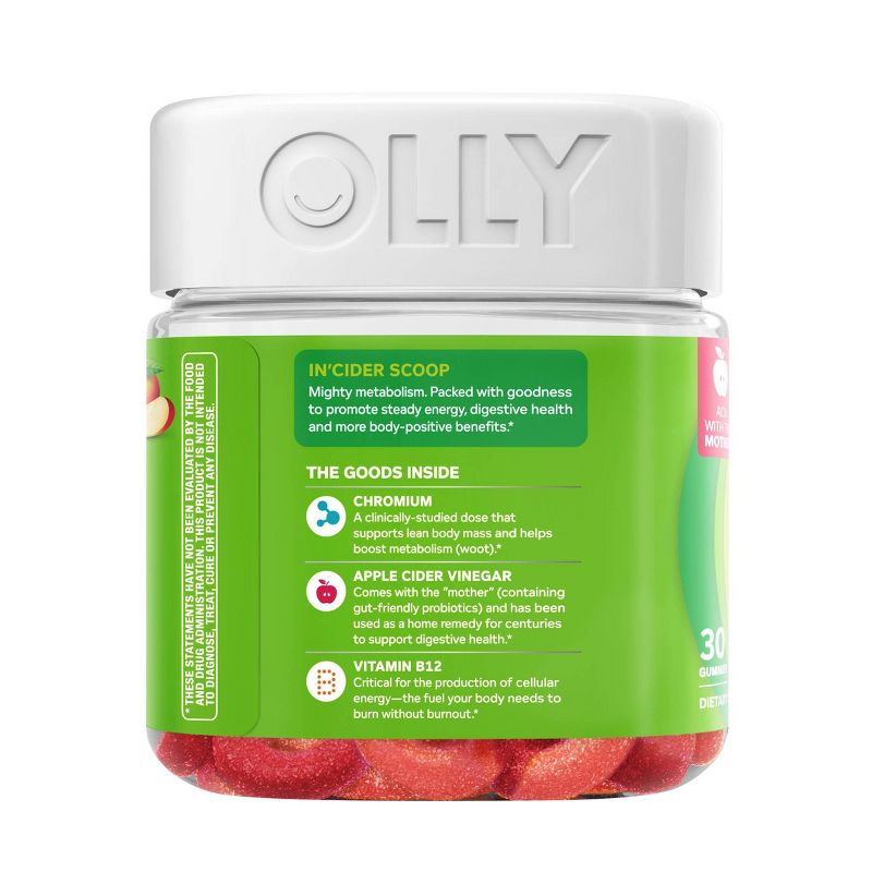 OLLY Metabolism Gummy Rings with Apple Cider Vinegar, Vitamin B12 &#38; Chromium - Apple - 30ct, 4 of 11