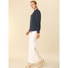 INSPIRE CHIC Women's Office Keyhole Elegant Stand Collar Long Sleeve Back Neck Button Blouse - 4 of 4