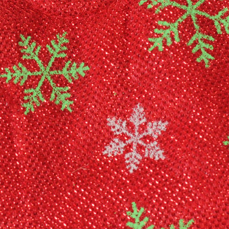 Northlight 20" Metallic Red with Green and White Snowflakes Mini Christmas Tree Skirt, 2 of 4