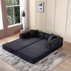 Convertible Sofa Couch with Cylindrical Pillows, Corduroy Folding Floor Sofa with Fixed-Shape Frame for Living Room-Maison Boucle - 3 of 4