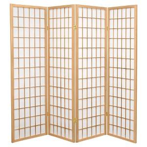 5 ft. Tall Window Pane Shoji Screen - Natural (4 Panels) - 1 of 3