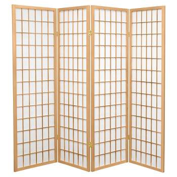 5 ft. Tall Window Pane Shoji Screen - Natural (4 Panels)