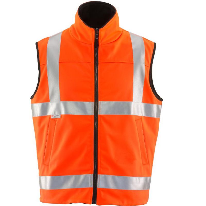 RefrigiWear High Visibility Orange Reflective Reversible Softshell Safety Vest, 1 of 7