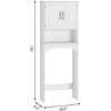 Acekool Over The Toilet Storage Cabinet, Bathroom Organizer with Double Doors, Open Shelf, Tall Space-Saving Design, Anti-Tip Kit, White - 2 of 4