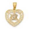 Black Bow Jewelry 14k Two Tone Gold Diamond Cut 15 Heart Pendant, 14mm - 3 of 4