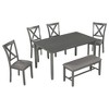 Maliang 6-Piece Kitchen Dining Table Set, Wooden Rectangular Dining Table, 4 Fabric Chairs and 1 Bench - 2 of 4