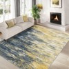 Washable Modern Abstract Rug Non Slip Low Pile Rug Soft Contemporary Throw Floor Cover Foldable Indoor Carpet for Living Room Bedroom Playroom - 2 of 4
