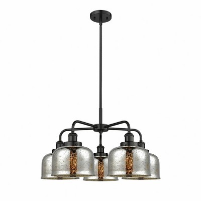 Bell - 5 Light Stem Hung Chandelier In Art Deco Style-14.75 Inches Tall and 26 Inches Wide