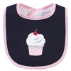 Hudson Baby Infant Girl Cotton Terry Bib and Burp Cloth Set 5pk, Cupcake, One Size - 2 of 4
