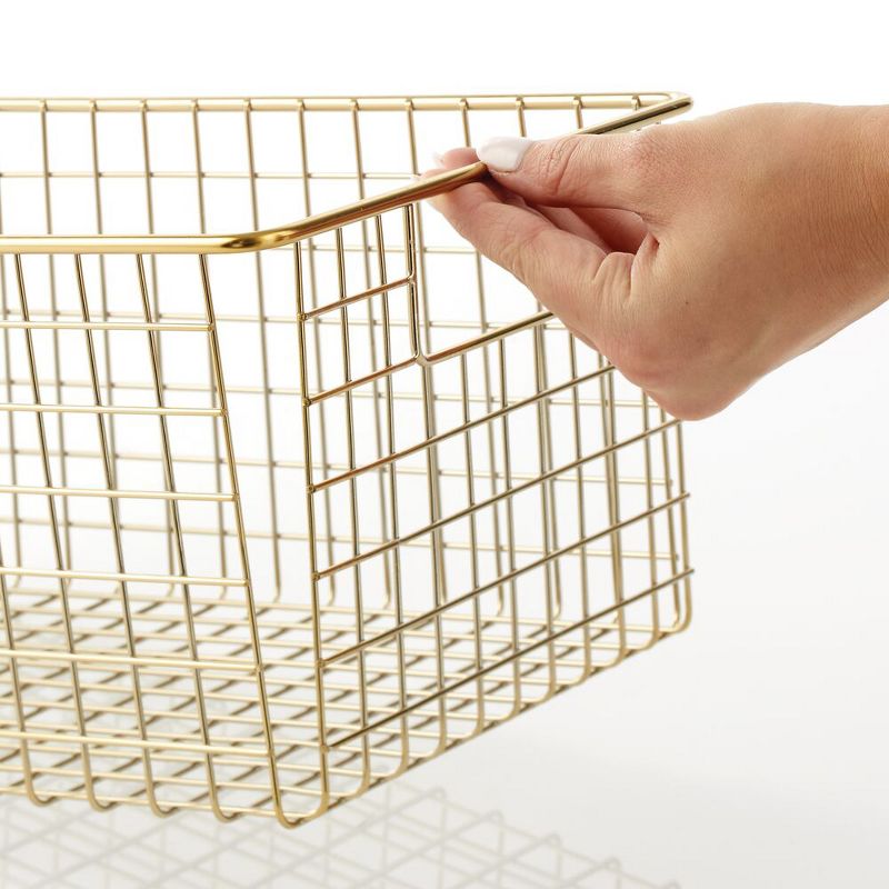 mDesign Metal Wire Bathroom Organizer Bin Basket - Handles, 4 Pack, 4 of 8